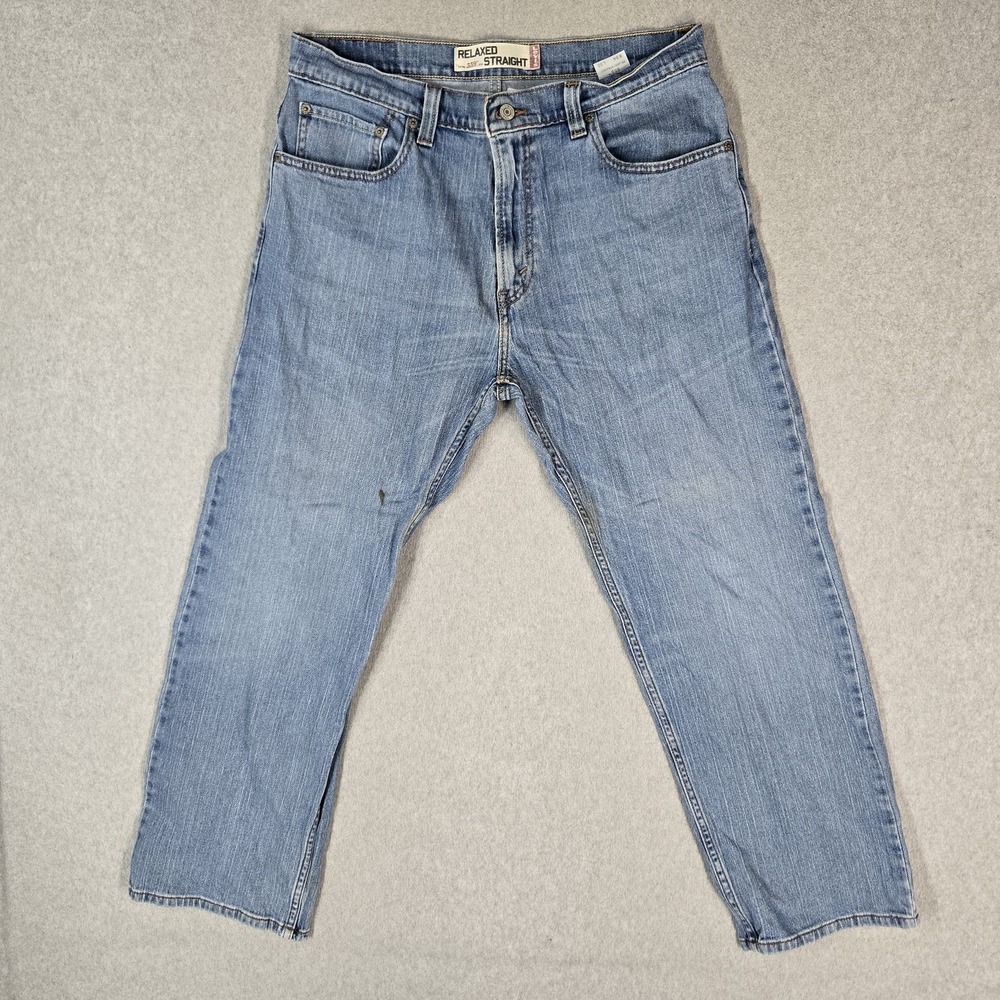 Levi's 559 Men Jeans 34X30 Light Blue Denim Relaxed Straight 27" Inseam READ